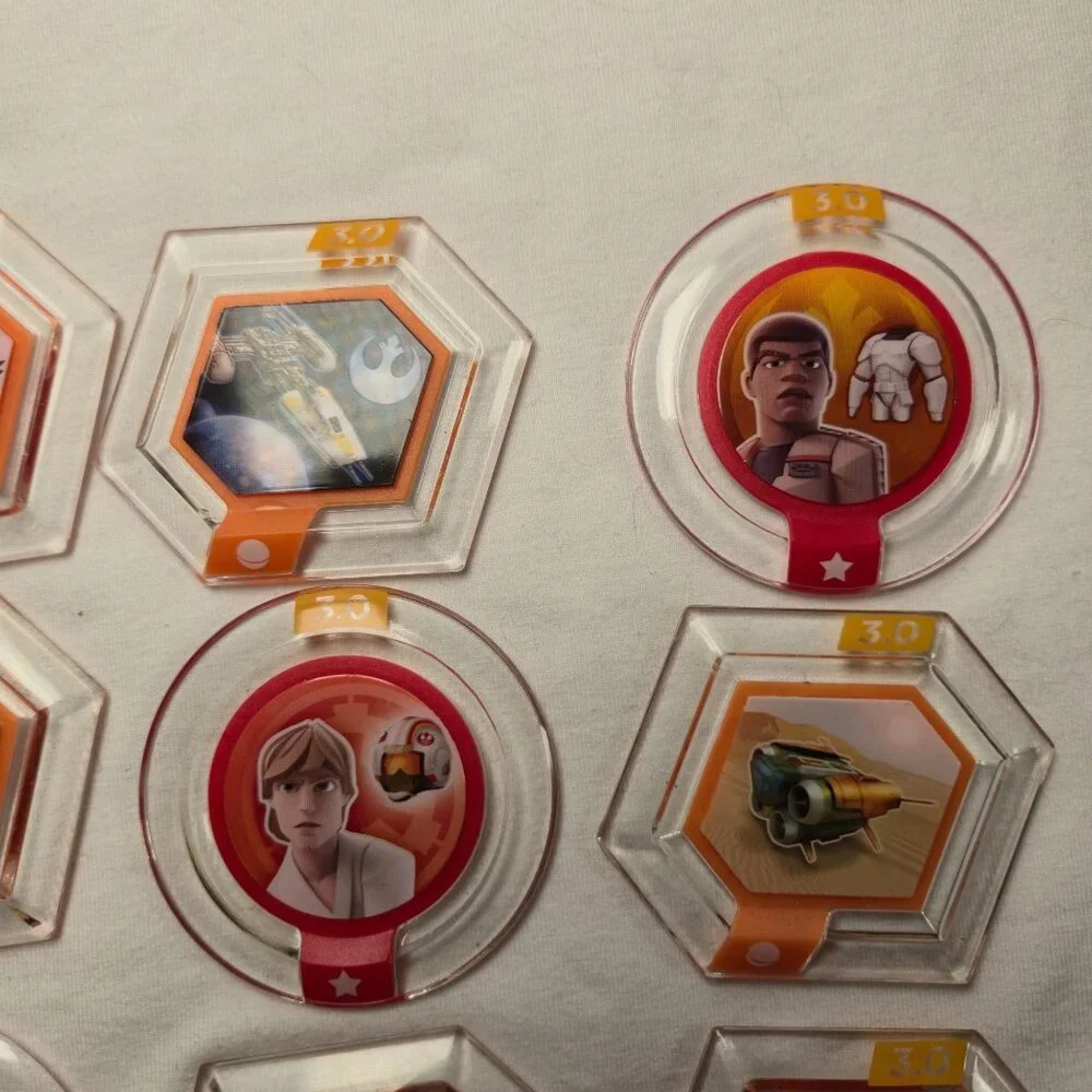 Disney Infinity 3.0 Power Disc Lot Of 12 Featuring Star Wars & Disney Characters